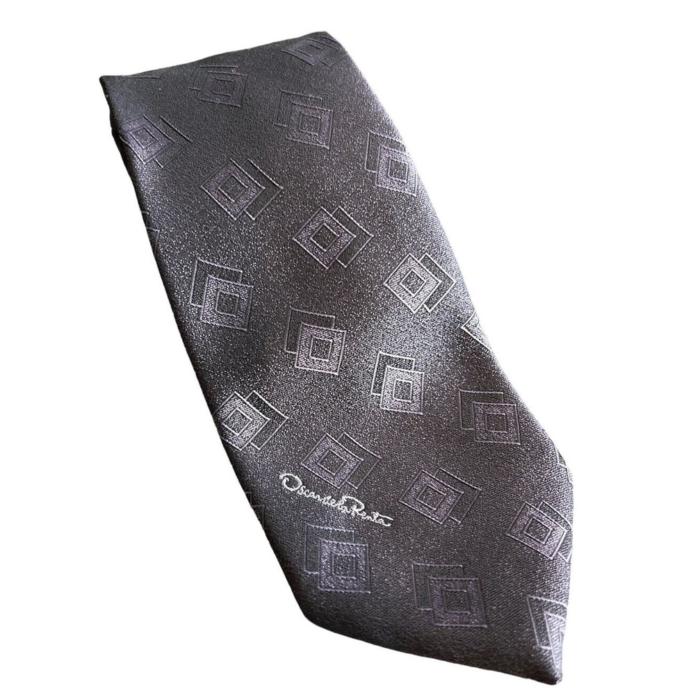 Oscar De La Renta Purple Geometric Pattern Tie